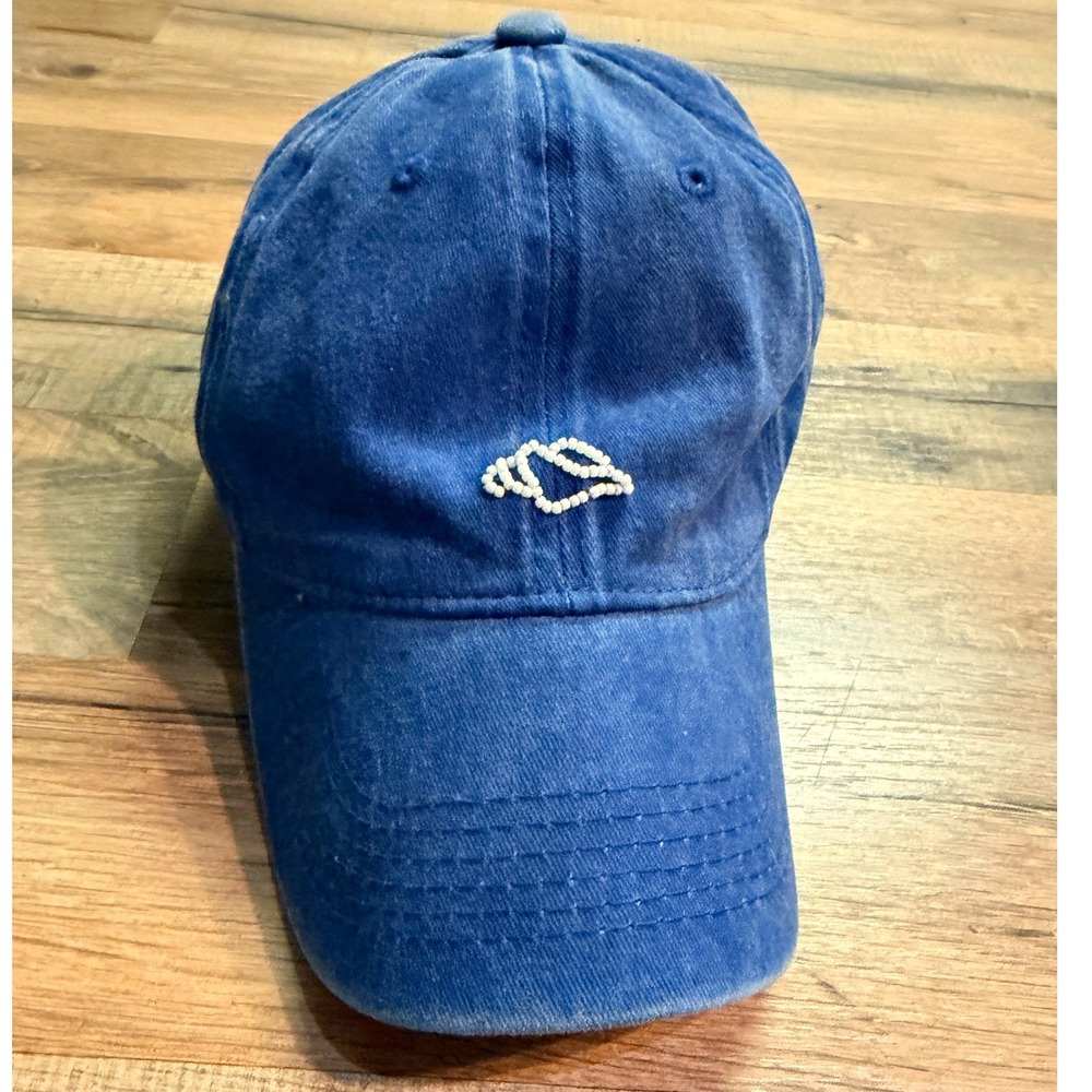 One of a Kind Hand Beaded Shell Baseball Cap Dad Hat Coastal Boho Adjustable Hat